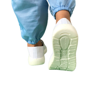Sepatu Kanvas Anti-Slip, Dapat Dicuci, Dapat Digunakan Kembali, Sol PU, Biru Tua Putih, Anti-Statis ESD untuk Wanita dan Pria