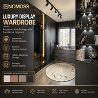 Dressing contemporain avec système d'armoires vitrées et aménagement d'espace personnalisé pour projets de mobilier d'outre-mer