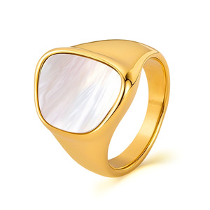Anillo de acero inoxidable y titanio con diseño de concha, estilo europeo y americano, personalizado, versátil y elegante para mujer. - Product Image 3