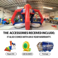 Terrain de sport gonflable personnalisé pour jeu de basketball double de carnaval, avec dôme de panier et structure de saut gonflable Star Bounce House