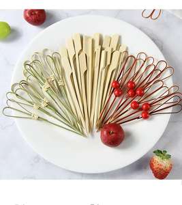 Brochettes de viande en bambou jetables et sans danger, accessoires de barbecue, bâtonnets plats en bambou - Product Image 3