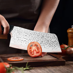 ABSHand Hammered Forged Chinese Kitchen Cleaver <b>Set</b> 2 Pieces Stainless Steel Slicing <b>Knife</b> & Bone Chopper Cleaver OEM/ODM DIY - Product Image 2