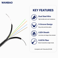 Kabel Serat Optik Wanbao GJXH FTTH Tipe Bow 1-4 Core G.657A Single Mode 2.0x3.0mm LSZH Flat Indoor