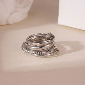 Waterproof Non Tarnish <b>Rings</b> 14k 18k PVD Gold Plated Fashion 316L Stainless Steel Zircon <b>Stacking</b> <b>Rings</b> for Women - Product Image 3