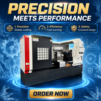 Tour CNC horizontal robuste HR CK61125 à 2 axes, commande GSK, 12 porte-outils, déplacement 500x530mm, précision 0.015mm, haute performance