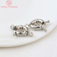 Vente en gros de fermoirs à ressort en laiton couleur or 24 carats, forme anneau, 2 trous, connecteurs de bracelet, fermoirs de haute qualité, accessoires de bijoux DIY