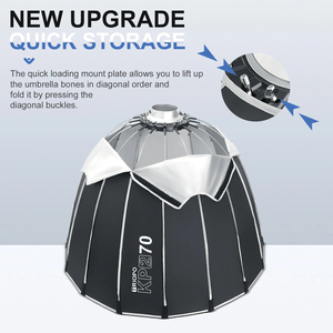 TRIOPO 70/90/120cm Parabolic Softbox Bowens Mount Soft Boxes con rejilla de nido de abeja para <span class=keywords><strong>Godox</strong></span> <span class=keywords><strong>SL60w</strong></span> Bowens Mount Lights - Product Image 3