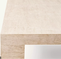 Table basse rectangulaire en travertin naturel minimaliste RH, table centrale en pierre beige pour salon moderne, mobilier de luxe pour la maison