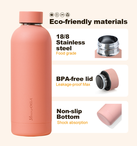 Bouteille d'eau isotherme YEWAYOGA en acier inoxydable 304 avec couvercle en bambou, gourde isotherme portable avec logo personnalisé pour les sports de plein air et les voyages - Product Image 4