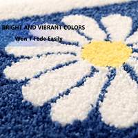 Keset Kamar Mandi Motif Bunga Daisy Biru Lembut, Halus, Menyerap Air, Anti Selip, Karpet Floral untuk Pintu Masuk Kamar Mandi, Kamar Tidur, Dekorasi Rumah OEM