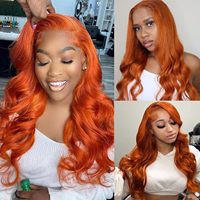 Gingembre Orange 10A 350 Vierge Cheveux Fermeture avec 3 Paquets (16 18 20 + 16) Coloré 4x4 Dentelle et Lâche Vague Profonde Coudre Bundles