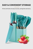 Ensemble d'ustensiles de cuisine en silicone écologiques de 19 pièces, manche en bois antiadhésif, passe au lave-vaisselle, pour une utilisation en cuisine