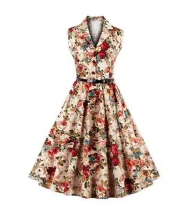 Summer Women Retro Dress Audrey Hepburn Floral 50s 60s Vintage Swing Robe Rockabilly Party Dresses Female Vertigos