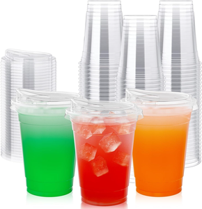 Bicchieri Monouso in PET Trasparente 8-24oz per Bevande Fredde con Coperchi e Cannucce Senza BPA per Caffè Freddo, Frullati, Bubble Tea - Product Image 5