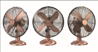 Ventilateur de table vintage en métal à 4 pales en aluminium de 10 pouces, mécanique, 3 vitesses, fonctionnement silencieux, luxe pour la maison, cuivre antique, salon