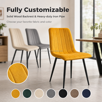 Chaise de salle à manger en velours de style moderne du milieu du siècle, avec éponge haute densité, chaise d'appoint rétro rembourrée avec pieds en métal