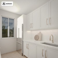 Meuble de cuisine en contreplaqué avec portes en thermofoil PVC, aménagement Shaker, dimensions personnalisées, rangement par tiroirs et projets de bricolage