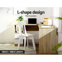 Bureau d'angle en L Yuantu au design moderne, meuble de bureau en bois avec tiroirs pour l'apprentissage et le travail