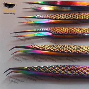 Pakistan Made Eyelash Extension Tweezers Manufacturer / <b>Rainbow</b> Color S Shape Eyelash Tweezers Eyebrow Divider Spring Scissors - Product Image 4