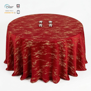 Elegante Mantel Redondo Jacquard de Poliéster Azul Marino de 72 Pulgadas, Impermeable, Ecológico, Personalizable y Lavable para Eventos - Product Image 1