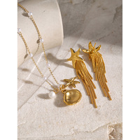 Ensemble de bijoux collier en acier inoxydable or 18 carats européen et américain boucles d'oreilles à pampilles étoile de mer plage coquille conque perle