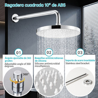 Ensemble de robinet de douche mural SOLVEX Plus avec pomme de douche à jet et à massage, utilisation en hôtel et en appartement, corps en laiton, boîte encastrée, barre coulissante