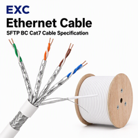 Kabel LAN Cat7 Tugas Berat Berpelindung, Tembaga Padat dengan Foil & 80% Anyaman Pelindung Ganda, Kabel Jaringan 500MHz