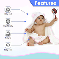 Toalla de Baño con Capucha de Bambú Absorbente y Ecológica para Bebés, Secado Rápido, Antimicrobiana, Estampado Animal, 90x90cm, Tejida, para Uso en el Baño Infantil