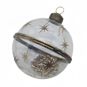 3 buah transparan bola kaca pernikahan ornamen Natal bola liontin kaca terbuka diisi batu kecil hiasan pohon Natal - Product Image 4