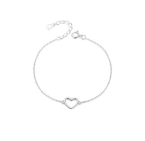Minimalist 925 Silver <b>Bracelet</b> Everyday Wear Unisex Jewelry Hypoallergenic Polished Open Heart Chain <b>Bracelet</b> In Sterling Silver - Product Image 1