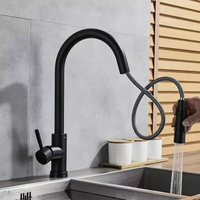Robinet de cuisine moderne flexible extractible en acier inoxydable, robinet d'évier de cuisine eau chaude et froide avec douchette extractible