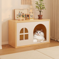 Dongma Meuble de chevet en bois massif, amovible, avec cage pour chat, étagère et casier de rangement, lavable, facile à nettoyer