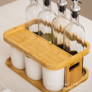Étagère de rangement en bois, support créatif transfrontalier à double couche pour condiments de bureau, étagère à épices en bois massif - Product Image 2