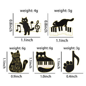 Pasadores esmaltados de ritmo de gato, teclas de <span class=keywords><strong>Piano</strong></span> personalizadas, broches de <span class=keywords><strong>notas</strong></span> musicales de gatito, insignias de solapa, joyería musical de animales, regalo para niños y amigos - Product Image 6