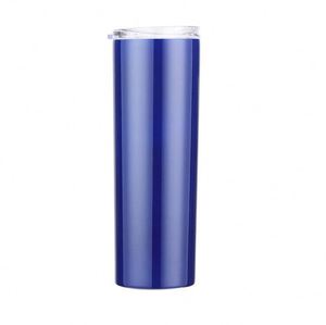 Gobelet isotherme droit et fin de 20 oz en acier inoxydable blanc vierge pour sublimation avec couvercle et paille - Product Image 2