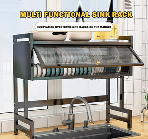 2 طبقة فوق الكربون الصلب بالوعة تجفيف رف لوحة تخزين حامل الجرف منظم التجفيف - Product Image 6