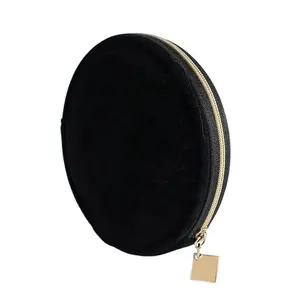 थोक मिनी नकली फ़लालीन सिक्का पर्स काले लिपस्टिक छोटे कॉस्मेटिक बैग ढीला परिवर्तन बैग के साथ कस्टम लोगो