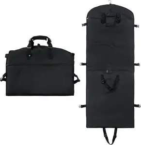 wholesale travel business black suit clothing hanging garment bags with pocket