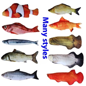 Mainan mewah gila Teaser ikan <span class=keywords><strong>Catnip</strong></span> uniseks untuk kucing persediaan hewan peliharaan PP simulasi katun bantal ikan pereda stres untuk kucing - Product Image 1