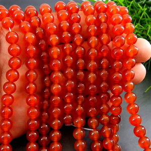 Wholesale Carnelian 15inch Strand 8mm Orange Agate Smooth Polished Sphere Ball Loose <b>Stone</b> Beaded Bracelet Necklace - Product Image 1