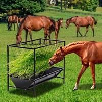 Mangeoire industrielle en métal pour foin et céréales, avec bac à alimentation de 24 gallons, pour chèvres, veaux, vaches, chevaux