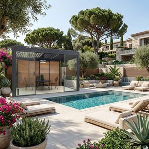 Pérgola Moderna de Aluminio con Motor y Persianas Ajustables, Protección UPF 50+ Contra Rayos UV, Impermeable, Cubierta para Patio Exterior, Gazebo para Jardín o Villa - Product Image 2