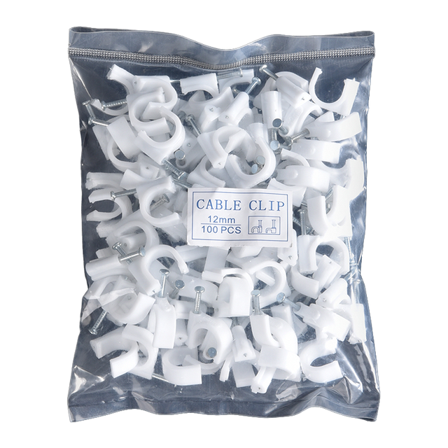 12mm Round Plastic Cable Clips with Nail for Wall Wire Fixing and Electrical Cable Management