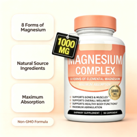 Complexe de magnésium pour le soutien des os et des muscles, 1000 mg, complément alimentaire pour des fonctions corporelles saines, vente en gros, 90 capsules, mélange