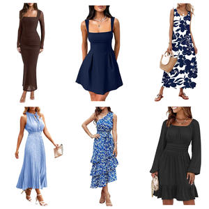 Vente en gros de robes en coton pour femmes, lots en balles, vêtements neufs, assortiment mixte, étiquettes coupées, modèle QZ-034, adulte - Product Image 1