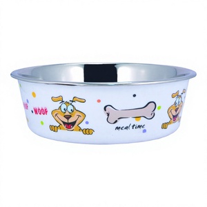 Bol Fusion pour chien sournois blanc bols et mangeoires pour animaux de compagnie en acier inoxydable multi-imprimés bols de nourriture pour animaux de compagnie antidérapants pour chats et chiens - Product Image 1