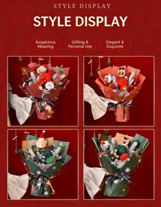 Nouveau Bouquet Cadeau de Noël Ours en Crochet <span class=keywords><strong>Fleurs</strong></span> Artificielles de Laurier Boules Argentées pour Petite Amie Réveillon du Nouvel An Père Noël - Product Image 5