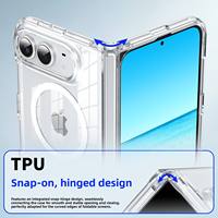 Coque de téléphone anti-chute transparente en TPU PC avec charnière magnétique pliable et bords doux, motif animal mat pour iPhone Duo et Apple 18 Duo