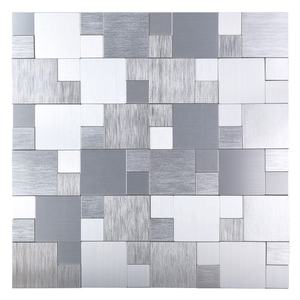 Prêt à expédier en métal argenté brossé 3D <span class=keywords><strong>convexe</strong></span> peler et coller les carreaux de mosaïque en aluminium - Product Image 4