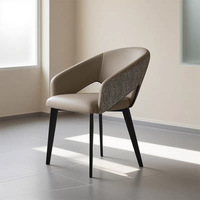 Chaise de salle à manger italienne minimaliste avec dossier en acier, rembourrée, personnalisable, haut de gamme, salon, hôtel, restaurant, usage commercial